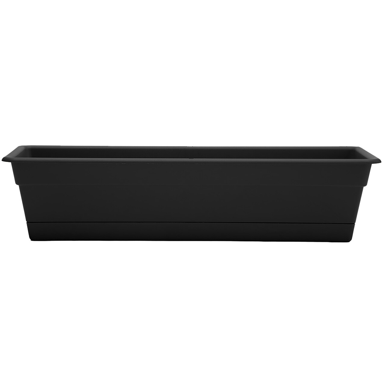 Bloem Dura Cotta Window Box Planter: 30" - Black - Large Box With Tray, Weatherproof Resin Box, Removable Tray For Indoor & Outdoor Use, Gardening, 4 Gallon Capacity